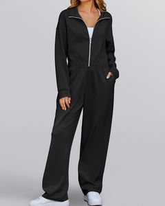 <span class=keywords><strong>Mono</strong></span> Deportivo Holgado de Otoño para Mujer, Manga Larga, Cierre Completo, Cintura Elástica, Pierna Ancha, Informal, de una Pieza, con Bolsillos - Product Image 5