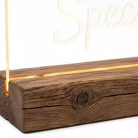 Panneau d'affichage LED en acrylique avec base en bois, panneau lumineux pour notes de bureau, lampe personnalisée pour café, décoration de bureau à domicile