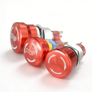 HBAN 1NO 1NCプッシュボタンスイッチ防水金属ラッチ緊急停止ボタンプッシュスイッチ16mm 19mm 22mm - Product Image 5