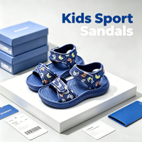 Sandalias Deportivas de EVA Antideslizantes para Niños, Diseño Personalizado OEM, Tema de Control de Videojuegos, Velcro, Color Azul Marino, para Verano y Actividades al Aire Libre