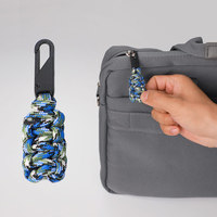 Porte-clés en paracorde polyester camouflage avec mousqueton métallique, léger et utilitaire pour la randonnée et le camping