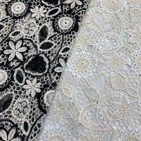 Tissu en maille florale respirant, soluble dans l'eau, 100% coton, dentelle pour robe brodée ou hawaïenne, tissu en coton pour broderie