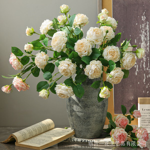 ดอกกุหลาบประดิษฐ์ ยี่ห้อ Yihua Floral Art ขนาด 53 ซม. ทำจากผ้าไหม สีชมพูขาว ตกแต่งบ้านสไตล์โมเดิร์นเรียบง่าย ช่อดอกไม้ประดับห้องนอน - Product Image 4