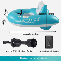 OUTAFUN Transat Gonflable Motorisé 46 Watts avec Batterie Rechargeable, Flotteur Aquatique Motorisé en PVC, Bateau Pneumatique pour Piscine