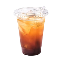 Lot de 100 gobelets en plastique transparents jetables de 16oz pour boissons froides pour café glacé Boba Bubble Tea Couvercles sans paille