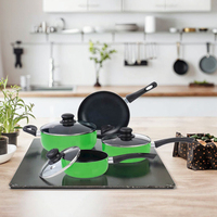 Ensemble de 4 casseroles en aluminium antiadhésif, avec couvercles en verre trempé, pour la cuisine à domicile et les restaurants