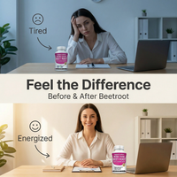 Capsules de Betterave Végétaliennes en Gros, Comprimés d'Extrait de Betterave pour Adultes, Soutien Quotidien pour la Santé Intestinale et Cardiaque, Énergie, OEM