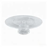 Groothandel Eco-vriendelijke BPA-vrije glazen schaal met concentrische ribben, helder glas, vaatwasserbestendig, voor fruit, dessert, taart, thuisgebruik