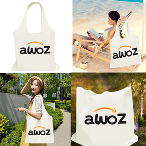 Custom 12Oz Eco Shopping Grocery Supplier Reusable Creative Handle Beige Canvas Tote Bag With Logo <b>Printing</b> - Product Image 4