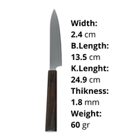 Couteau utilitaire professionnel, cœur en acier VG10, composite 3 couches, dureté 60 HRC, ambidextre, manche en bois d'ébène de qualité supérieure, 5,3 pouces