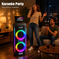 Speaker Trolley Karaoke Pintar Layar Sentuh Nirkabel untuk Sistem Audio Dual Woofer Lampu RGB Baterai Outdoor Dukungan OEM ODM