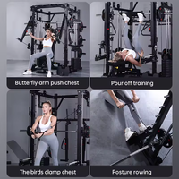 Cage de musculation professionnelle multifonctionnelle avec Smith Machine, Gantry, Rack à squats et Crossover de câbles, pour entraînement complet à domicile