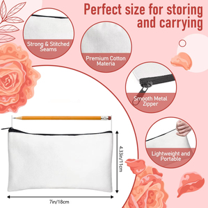 Borse in Tela di Cotone con Cerniera Colorata Pochette Fai-<span class=keywords><strong>da</strong></span>-Te per Artigianato <span class=keywords><strong>da</strong></span> Viaggio per Trucchi Cosmetici e Cancelleria con Logo Personalizzato - Product Image 3