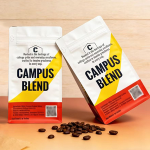 Custom Printed Square Bottom Zipper Top Moisture-Proof Stand-Up Food Grade Packaging Bags For Coffee Bean - Product Image 2