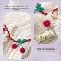 Hidehanky Cardigan pour fille, en coton doux, tricoté, brodé de cerises, col rabattu à volants, pull de Noël