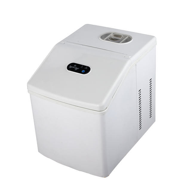 110V Electric Portable Cube Ice Maker Compressor Air Cooling 18kg 24H Manual Pipe Water Input Stainless Steel Household