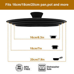 Vente directe d'usine Couvercles de <span class=keywords><strong>pot</strong></span> en silicone de qualité alimentaire de haute qualité Couvercle de <span class=keywords><strong>pot</strong></span> universel en verre trempé - Product Image 5