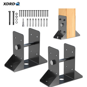 Soporte de Anclaje para Postes de Terraza de Acero al Carbono Reforzado con Recubrimiento en Polvo para Postes de Barandilla de Tubo de Madera, Montaje en Hormigón 4x4 3.6x3.6, 1 Pieza - Product Image 1