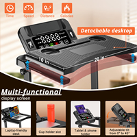Tapis de course électrique 4-en-1 pliable avec accoudoirs et fonction bureau, idéal pour la maison et le bureau, avec inclinaison télécommandée