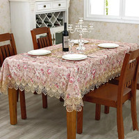 Nappe rectangulaire en dentelle florale rose rétro, couleur crème beige, pour douche nuptiale, dîner d'anniversaire, personnalisable OEM