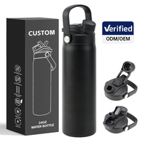 Bouteille d'eau sport isotherme robuste de 24 oz avec poignée, en acier inoxydable, pour les aventures en plein air (OEM/ODM)
