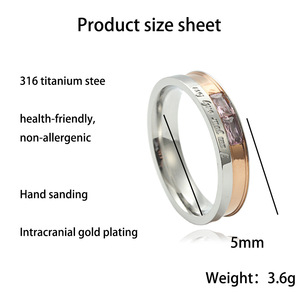 Titanium Steel <b>Couple</b> <b>Rings</b> Letter Design Channel Setting Unisex Everyday Wear 23007 - Product Image 3