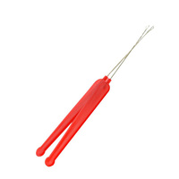 Crochet de poignée en plastique rouge avec langue pour réparation de fil à tricoter à la main-Petits crochets extra fins en gros