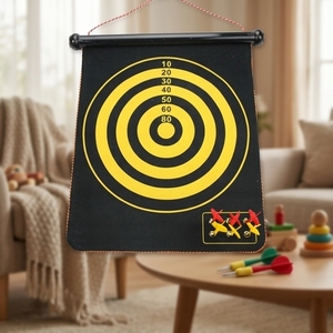Safety <b>Dart</b> Board for Kids 15 Inch Fabric Roll Up Indoor Game with Black Cylinder Packing - Product Image 1