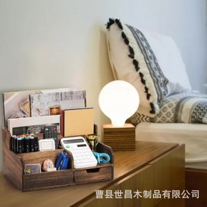 <b>Wooden</b> Storage Rack Multi Functional Compartmentalized Box For <b>Desk</b> Stationery Organization Sc 10.9 - Product Image 1