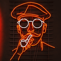 Letrero LED de Neón con Contorno Facial para Barbería, Estudio de Tatuajes, Salón, Boutique, Cafetería y Decoración de Pared
