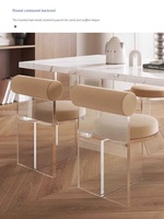 Chaise de salle à manger suspendue mobile en acrylique transparent nordique de haute qualité avec dossier en velours pour meubles de maison