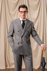 Traje de Lana para Hombre, Color Gris Claro, con Doble Botonadura, Silueta Retro Entallada, la Pieza Definitiva para <span class=keywords><strong>el</strong></span> <span class=keywords><strong>Caballero</strong></span> Moderno - Product Image 3