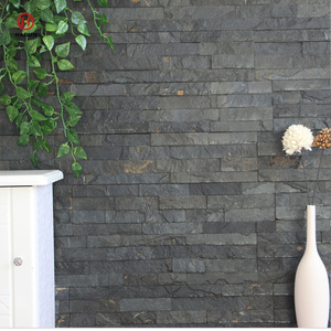 Natural Black Quartzite <strong>Slate</strong> 3D Wall Stone Cladding European-Style <strong>Split</strong> <strong>Face</strong> Wall Panels for Exterior Villa Tile - Product Image 5