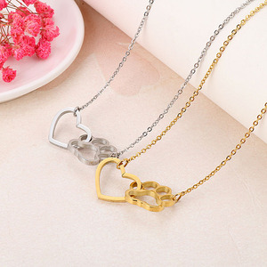 Collar con huella de pata de Mascota para mujer y niña, colgante de corazón de amor de perro y gato, joyería de alta calidad, G1651 - Product Image 4