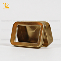 Tin smaker Großhandel Custom Recta ngular Hinged Tin Box mit Fenster Candy Biscuit Umwelt freundliche Gold Tin Container Box Verpackung
