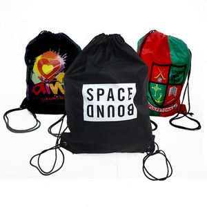 210D Nylon Drawstring Backpack Bag with Rope Handle Promotional Sportpack in Polyester Handheld Bag for Sports