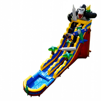 Nouveau design géant APE Escape Play Game : Toboggan aquatique gonflable commercial avec piscine pour événements et fêtes