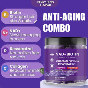 Integratori NAD+ Resveratrolo Berberina Biotina Gommose con Collagene Cheratina Zinco Vitamina K2 <span class=keywords><strong>D3</strong></span> per Capelli Unghie Adulti - Product Image 6