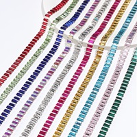 Bande de strass en cristal de verre dense rectangulaire colorée DIY, accessoire de couture pour vêtements et chaussures, taille personnalisée