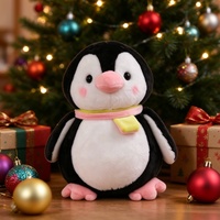 Peluche pingouin personnalisée avec écharpe, douce et mignonne, en peluche rose, vente en gros, OEM, ODM, fabricant de logos personnalisés, cadeaux pour enfants