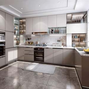 Modern Full <b>Kitchen</b> Cupboard <b>Furniture</b> Set Custom Wall Cabinet Lacquer Luxury Black Acrylic Designs <b>Kitchen</b> Cabinet - Product Image 5