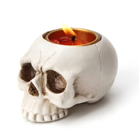 Porte-bougie avec Mini crâne de couleur blanche, 1 pièce, artisanat en résine personnalisé, cadeau créatif pour Halloween
