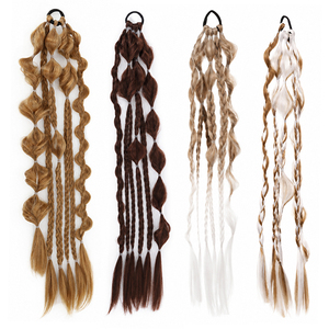 Extension per <span class=keywords><strong>capelli</strong></span> a treccia a bolla stile box, alla moda, in fibra sintetica resistente al calore, per coda di cavallo, con effetto intrecciato - Product Image 3