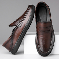 Mocassins de conduite décontractés pour hommes, dessus en cuir