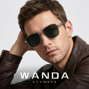 Lunettes de soleil Wanda pour homme, monture métallique S15223, protection UV400, verres ovales, style conduite et pêche - Product Image 1