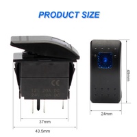 Interrupteur à bascule étanche marin gravé au laser 24V 20A marche/arrêt SPST 3 broches avec barre lumineuse LED éclairée pour bus et automobile 12V