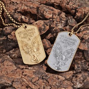 Colgantes Vintage de Acero Inoxidable Chapados en Oro de 18K con Diseño de Arcángel Miguel, Colgantes de Marca <span class=keywords><strong>Militar</strong></span> - Product Image 3