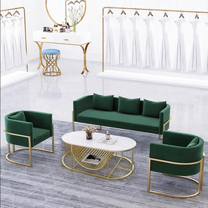 Sofá de tela nórdico, de estilo minimalista y contemporáneo, para tienda de ropa, barbería familiar pequeña, estudio de bodas, sofá pequeño - Product Image 4
