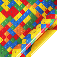 Rouleau de papier d'emballage décoratif imperméable en PE aux couleurs vives pour briques de construction, idéal pour les fêtes d'enfants, les jouets et les cadeaux de vacances