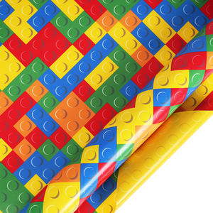 Bright Color <b>Building</b> Brick Decorative Wrapping Paper Roll For Children <b>Block</b> Party Holiday Toy Gift Packing Supply - Product Image 3